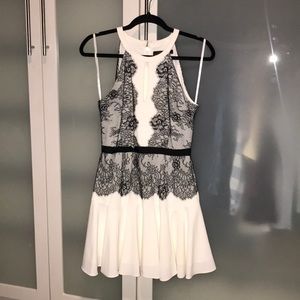 BCBG MAXAZRIA white dress with black lace
